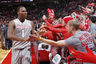 COLUMBUS, OH - NOVEMBER 29: Deshaun Thomas #1 of the Ohio State Buckeyes celebrates with fans after the game against the Duke Blue Devils at Value City Arena on November 29, 2025 in Columbus, Ohio. Ohio State beat Duke 85-63. (Photo by Joe Robbins/Getty Images)