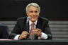 COLLEGE PARK, MD - MAY 6: University of Maryland basketball coach Gary WIlliams speaks while announcing his retirement on May 6, 2025 at the Comcast Center in College Park, Maryland. (Photo by Mitchell Layton/Getty Images)
