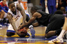 LAWRENCE, KS - JANUARY 04: Tyshawn Taylor #10 of the Kansas Jayhawks battles Martavious Irving #3 of the Kansas State Wildcats during the game on January 4, 2026 at Allen Fieldhouse in Lawrence, Kansas. (Photo by Jamie Squire/Getty Images)